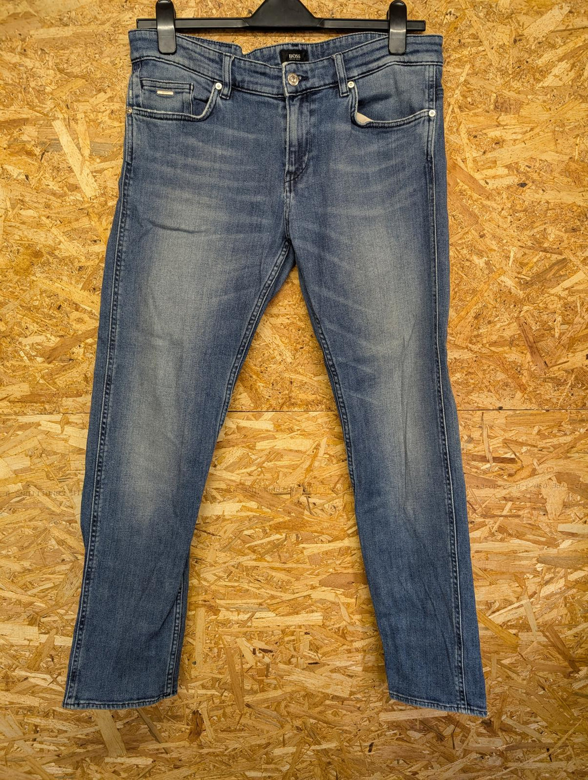 Hugo Boss Jeans W34 L32 Men Regular Fit Navy Blue Denim Straight Leg Zip Fly