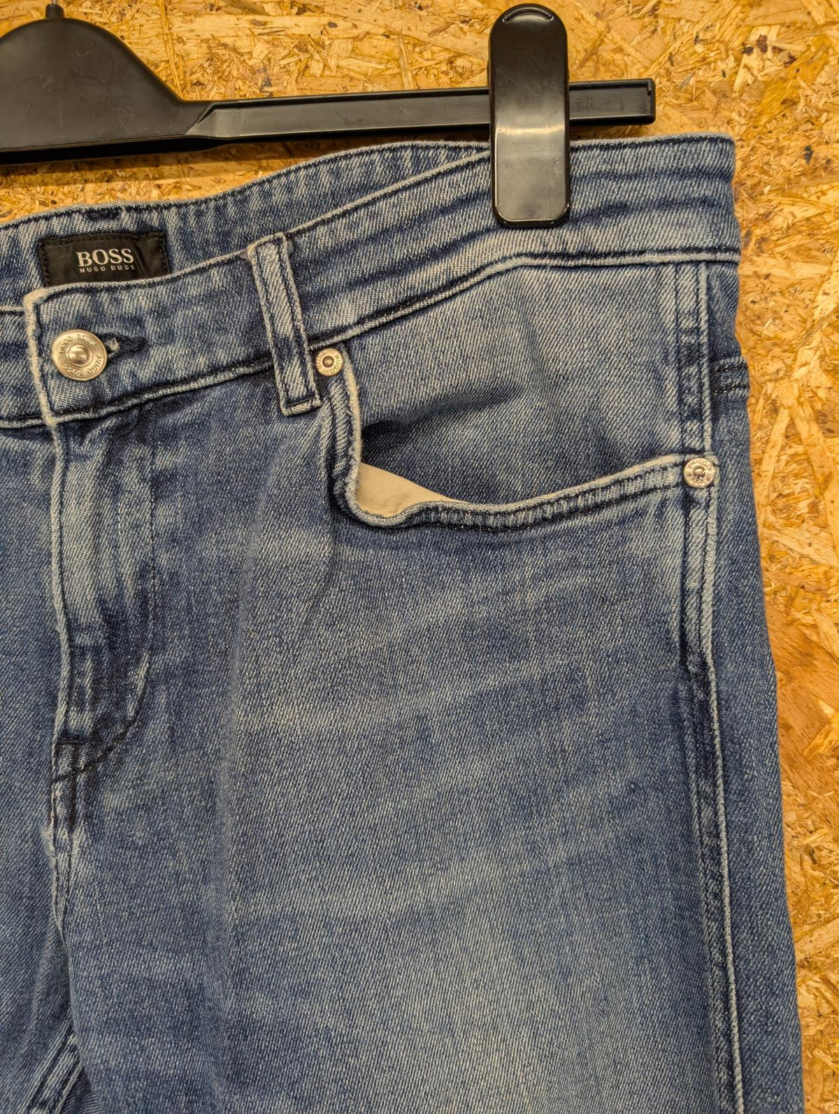 Hugo Boss Jeans W34 L32 Men Regular Fit Navy Blue Denim Straight Leg Zip Fly