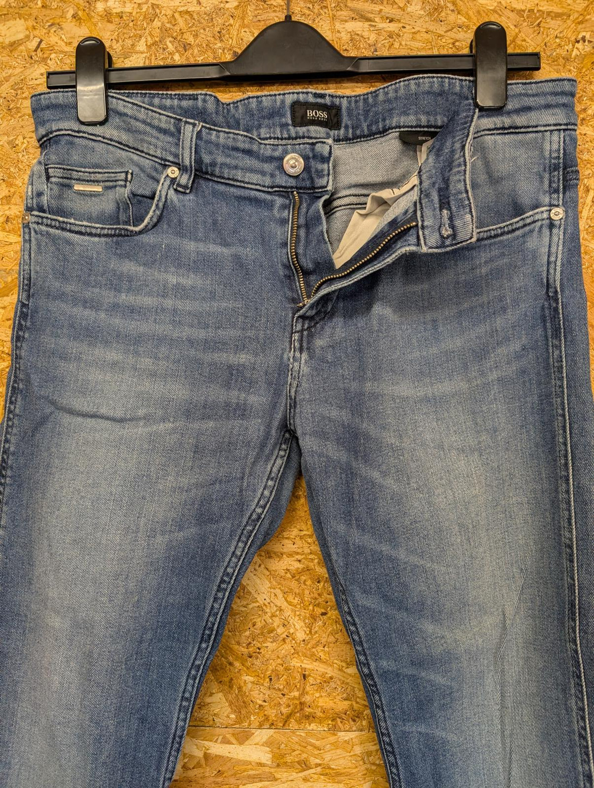Hugo Boss Jeans W34 L32 Men Regular Fit Navy Blue Denim Straight Leg Zip Fly