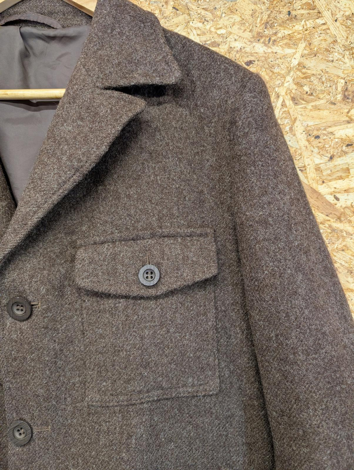 Vintage St Michaels Wool Chore Jacket Medium Men Brown Overshirt M&S Marks