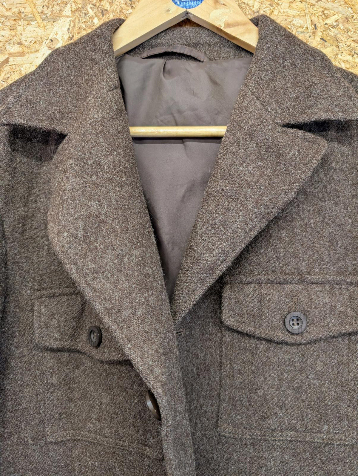 Vintage St Michaels Wool Chore Jacket Medium Men Brown Overshirt M&S Marks