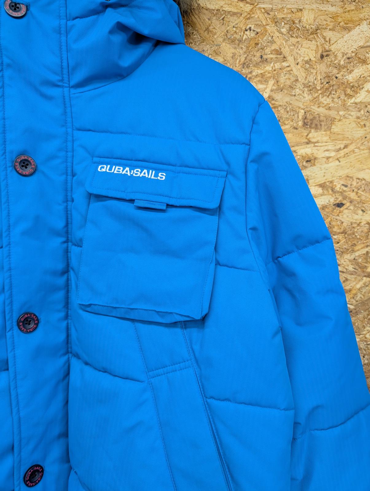 Quba Sails X-Series Puffa Jacket Size Medium Men Blue Parka Hooded Fleece