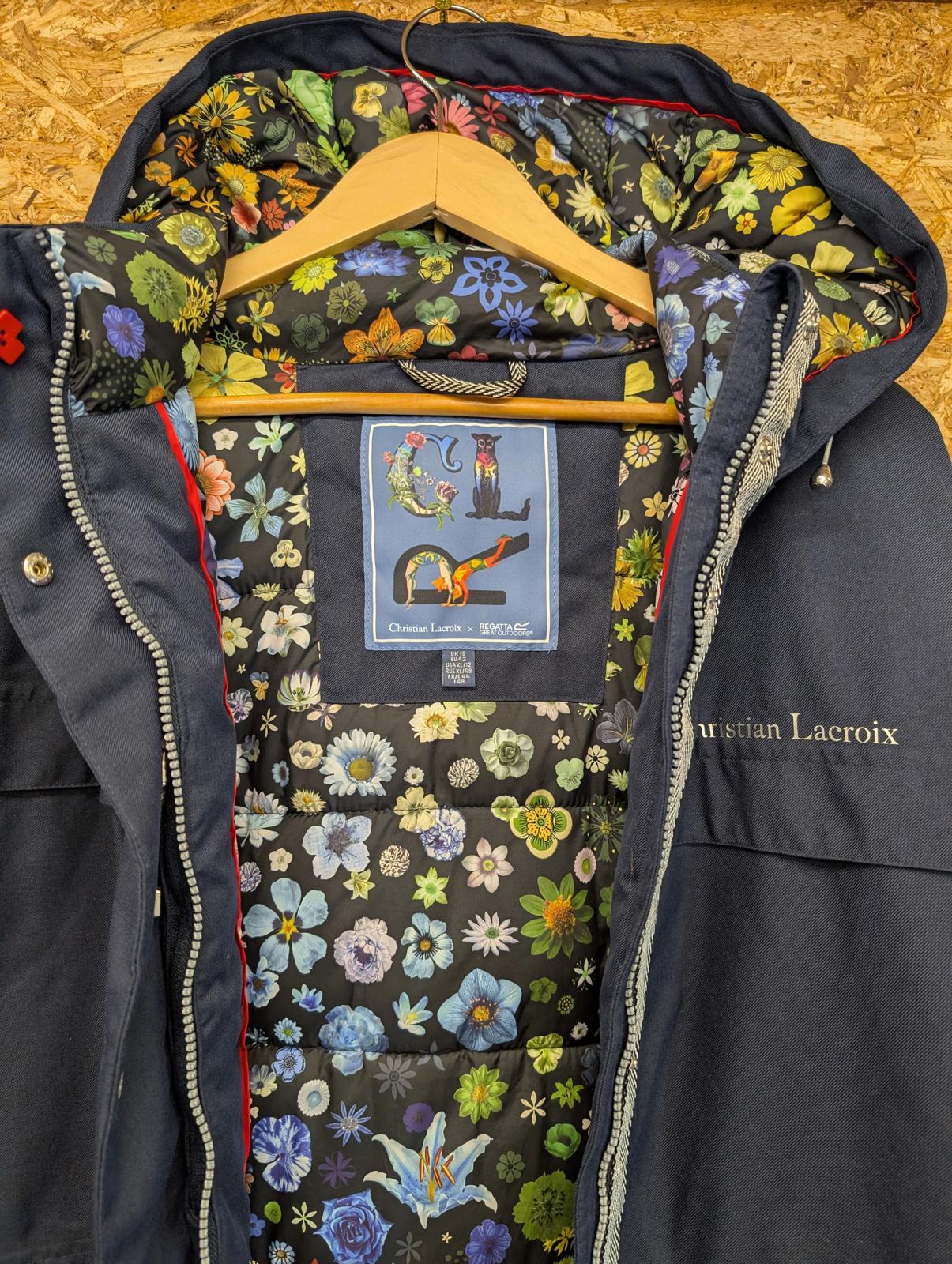 Christian Lacroix x Regatta Parka Jacket Size 16 Women Winter Coat Navy Blue