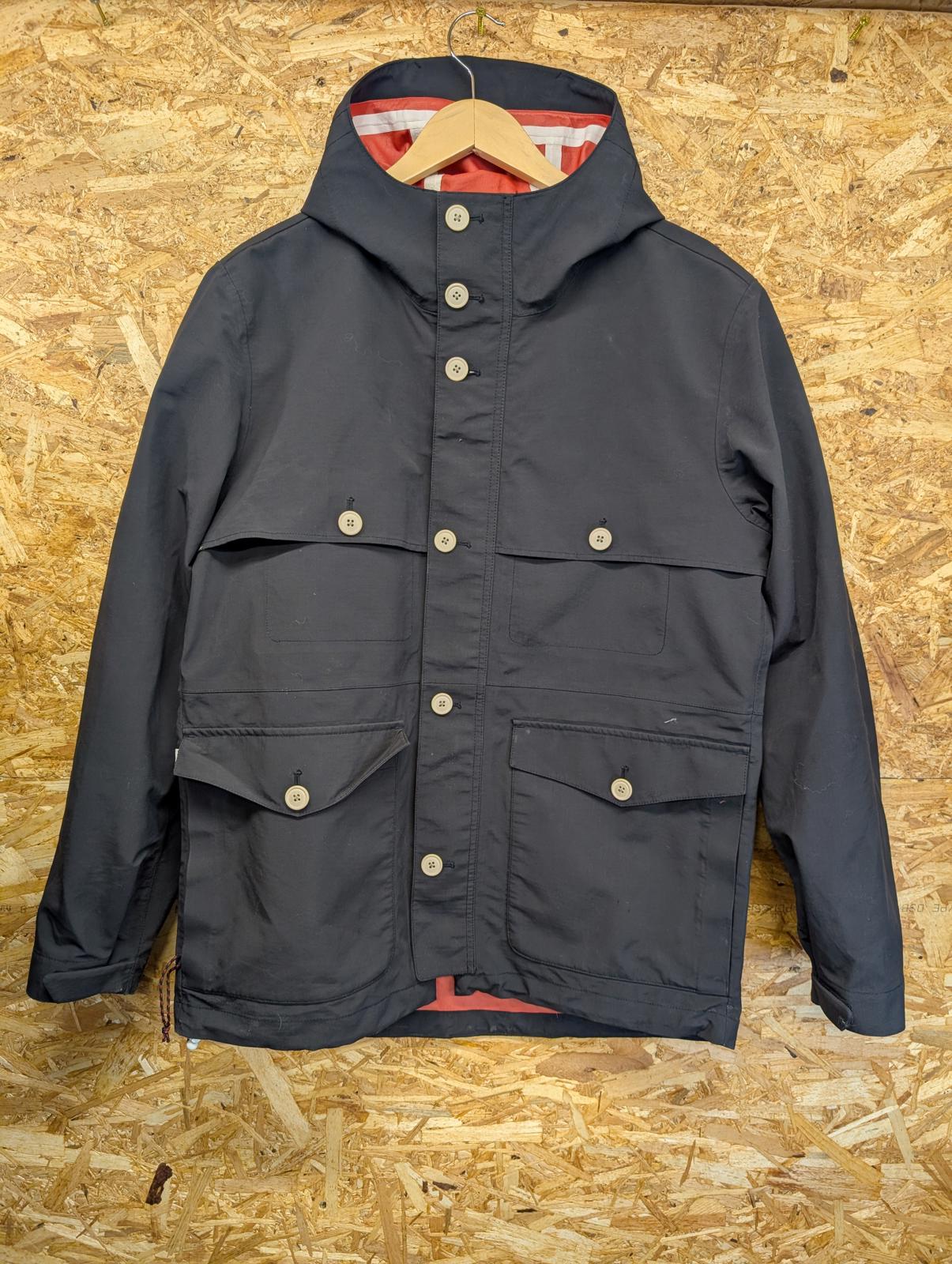 Levis California Jacket Medium Men Hooded Black Waterproof Anorak Raincoat Parka