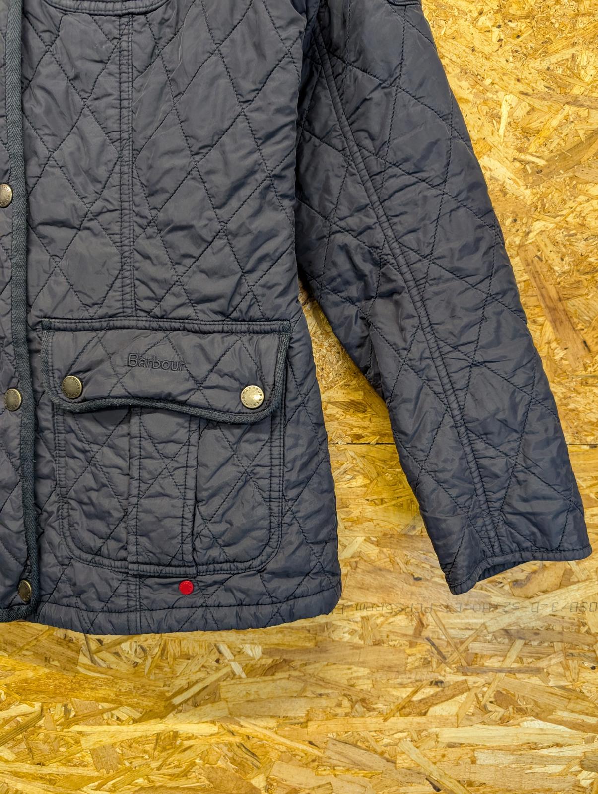 Barbour Buryhead Quilt Jacket UK 10 Women Navy Blue Padded Cord Collar Pocket
