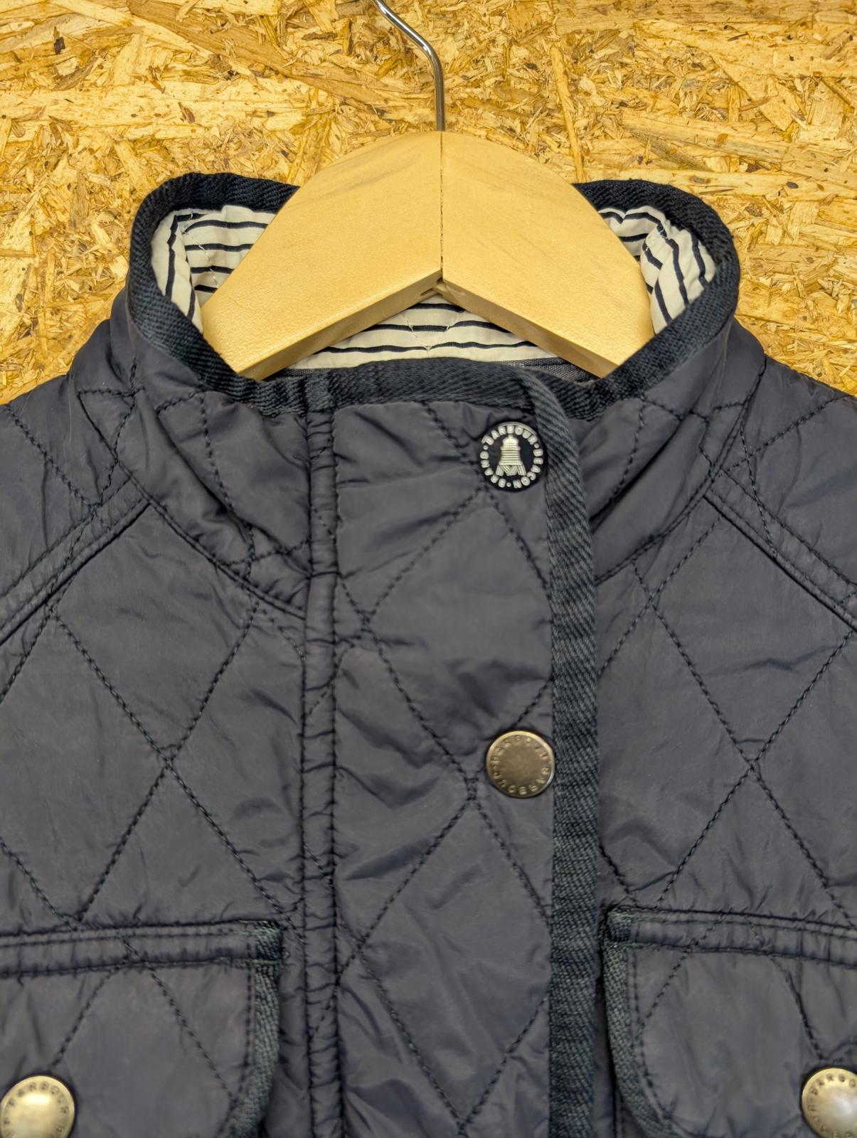 Barbour Buryhead Quilt Jacket UK 10 Women Navy Blue Padded Cord Collar Pocket