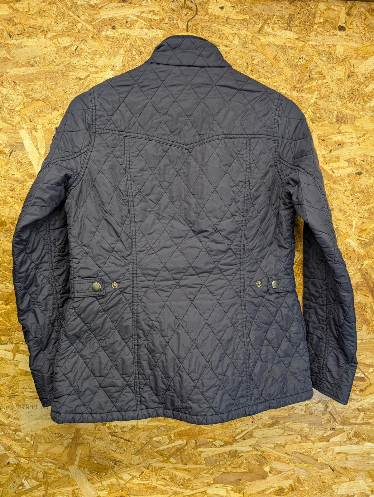 Barbour Buryhead Quilt Jacket UK 10 Women Navy Blue Padded Cord Collar Pocket