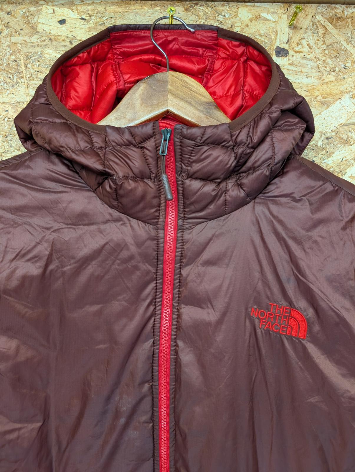 North Face Puffa Jacket Size XL Men TNF Thermoball Burgundy Red Parka Hooded