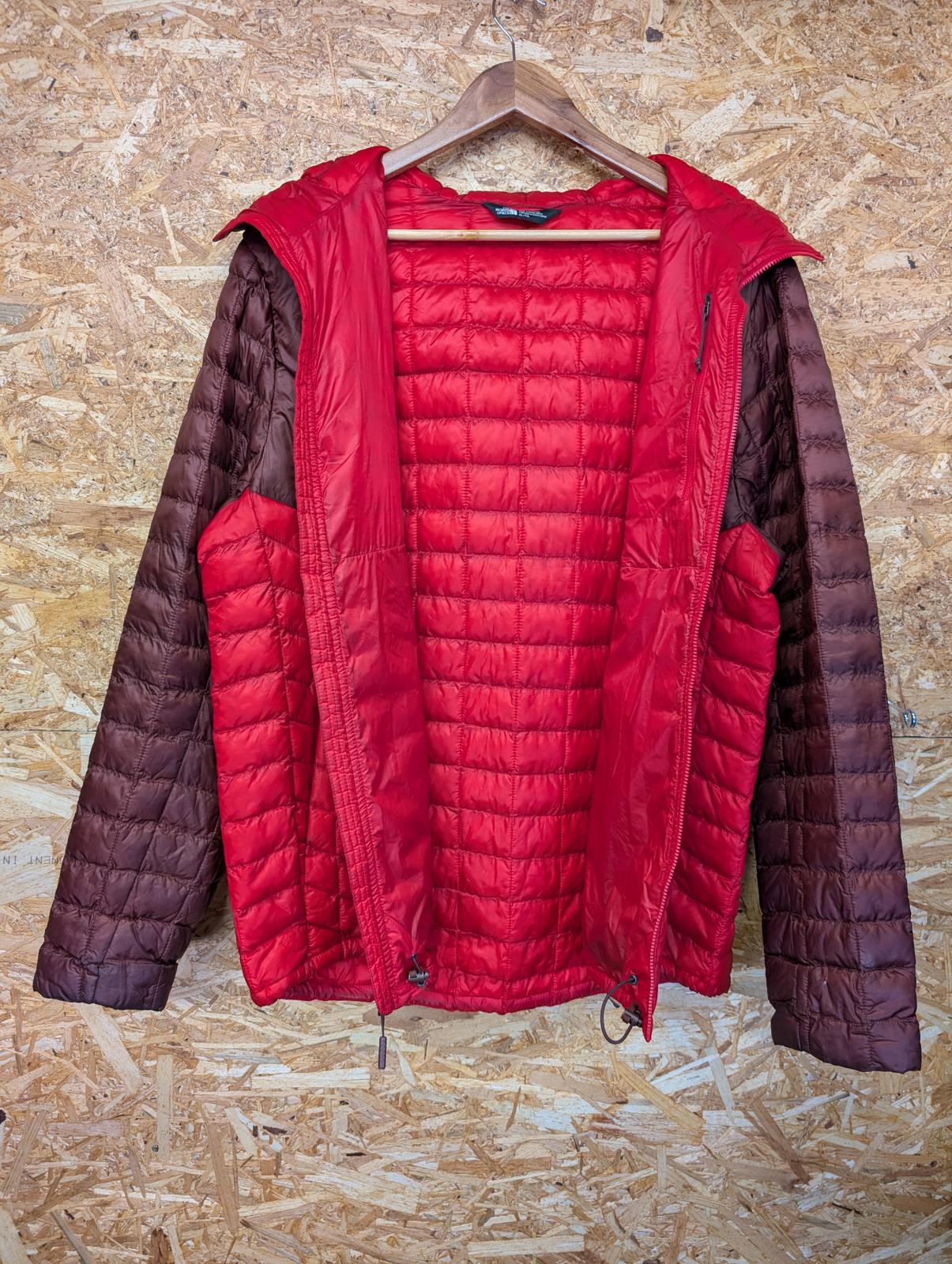 North Face Puffa Jacket Size XL Men TNF Thermoball Burgundy Red Parka Hooded