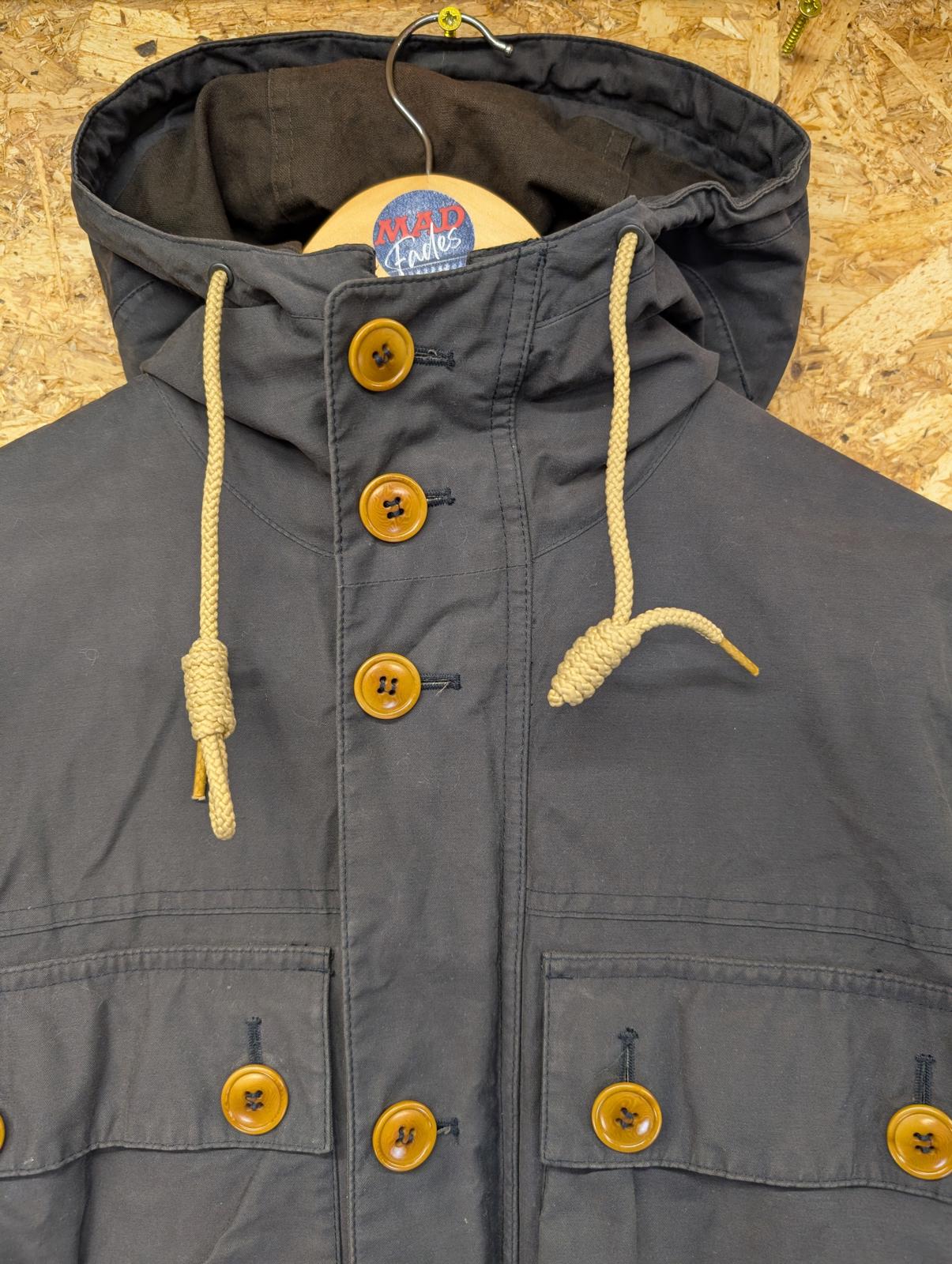 Barbour Whitby Wax Jacket Medium Men Parka Coat Black Hooded Lined Waterproof