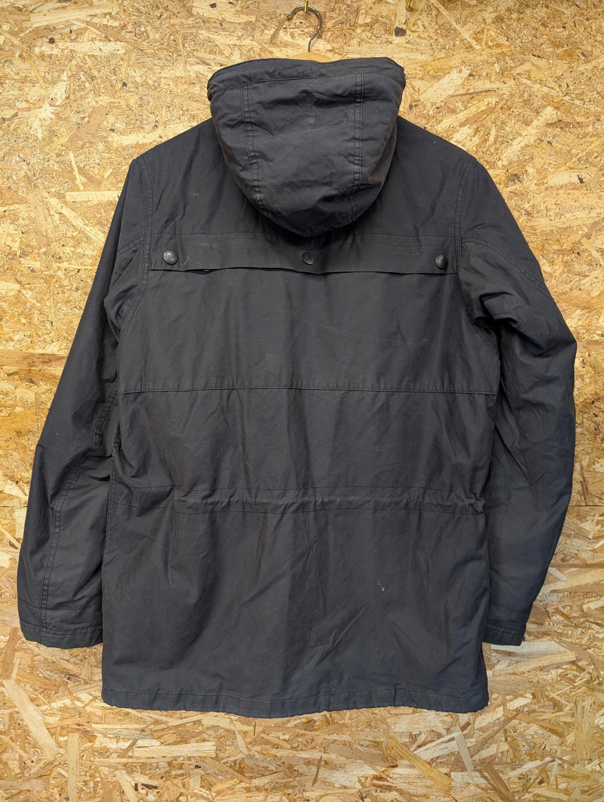 Barbour Whitby Wax Jacket Medium Men Parka Coat Black Hooded Lined Waterproof