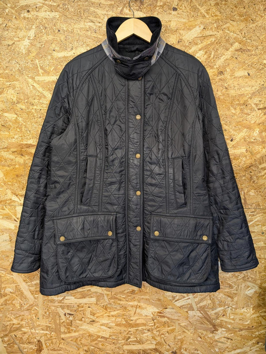 Barbour Black Beadnell Polarquilt Jacket UK 18 Women Quilted Fleece Lined