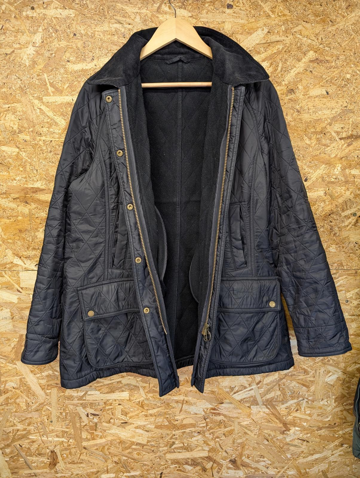 Barbour Black Beadnell Polarquilt Jacket UK 18 Women Quilted Fleece Lined