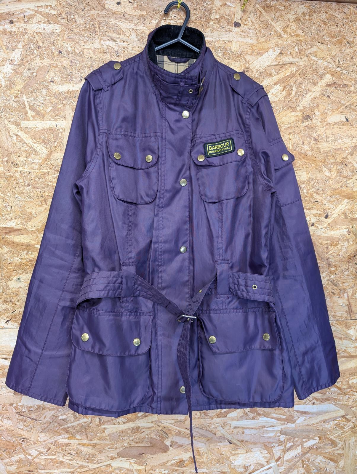 Barbour Rainbow International Bright Brass Jacket UK 12 Women Belted Wax Purple