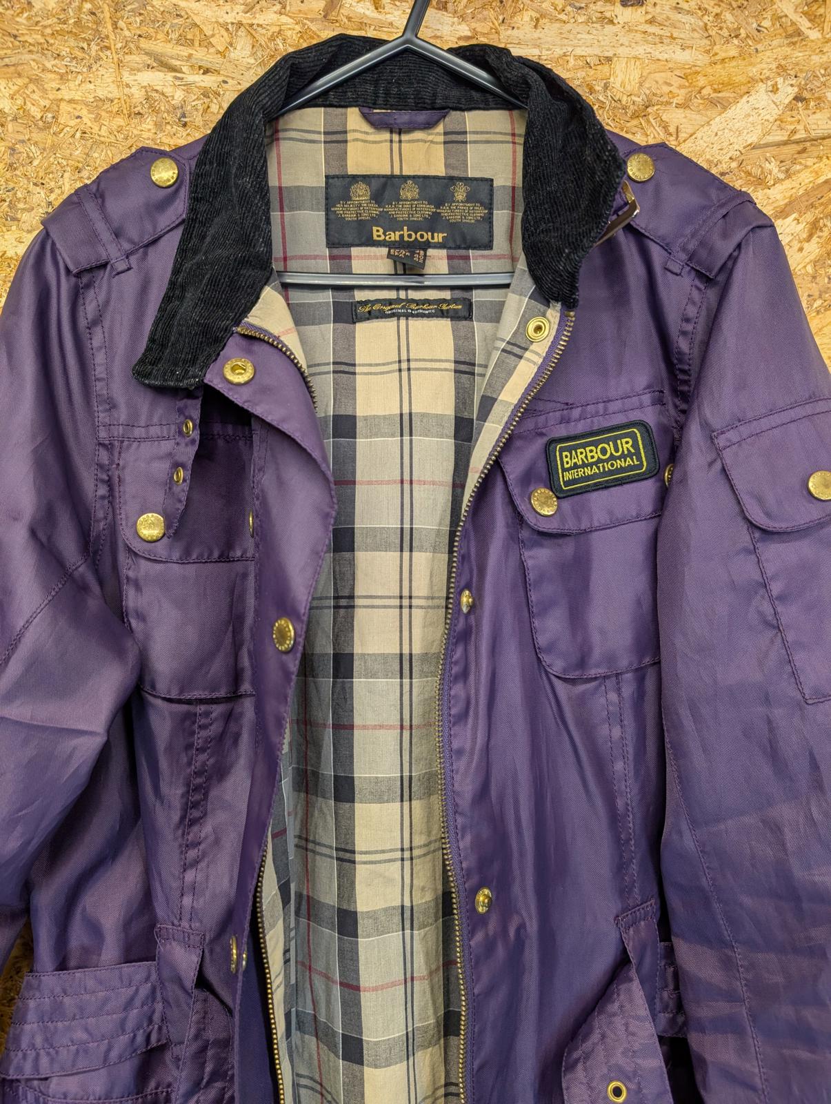 Barbour Rainbow International Bright Brass Jacket UK 12 Women Belted Wax Purple