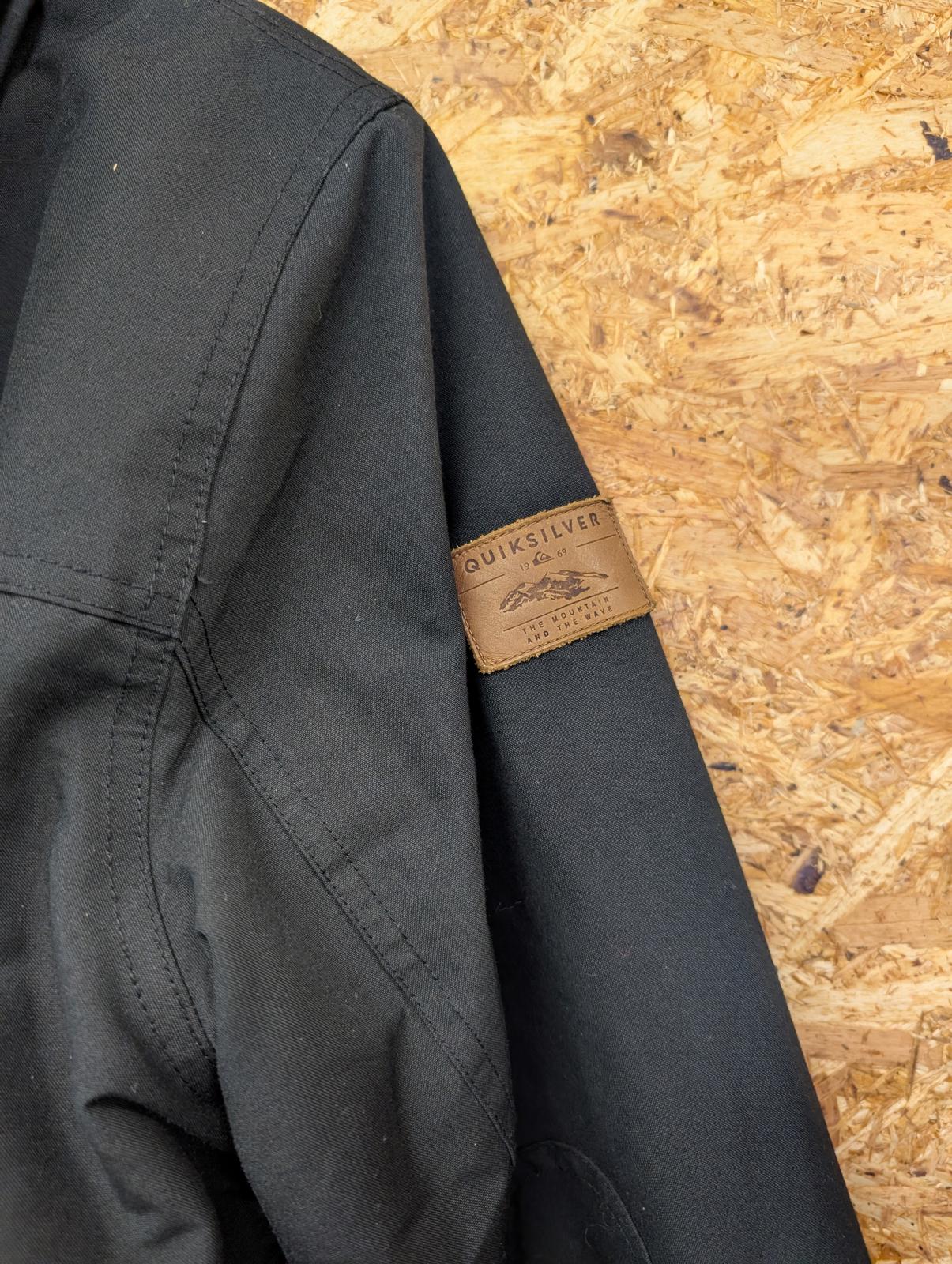 Quiksilver Ferris Parka Jacket Medium Men Black Fleece Lined Hooded Quilted Coat