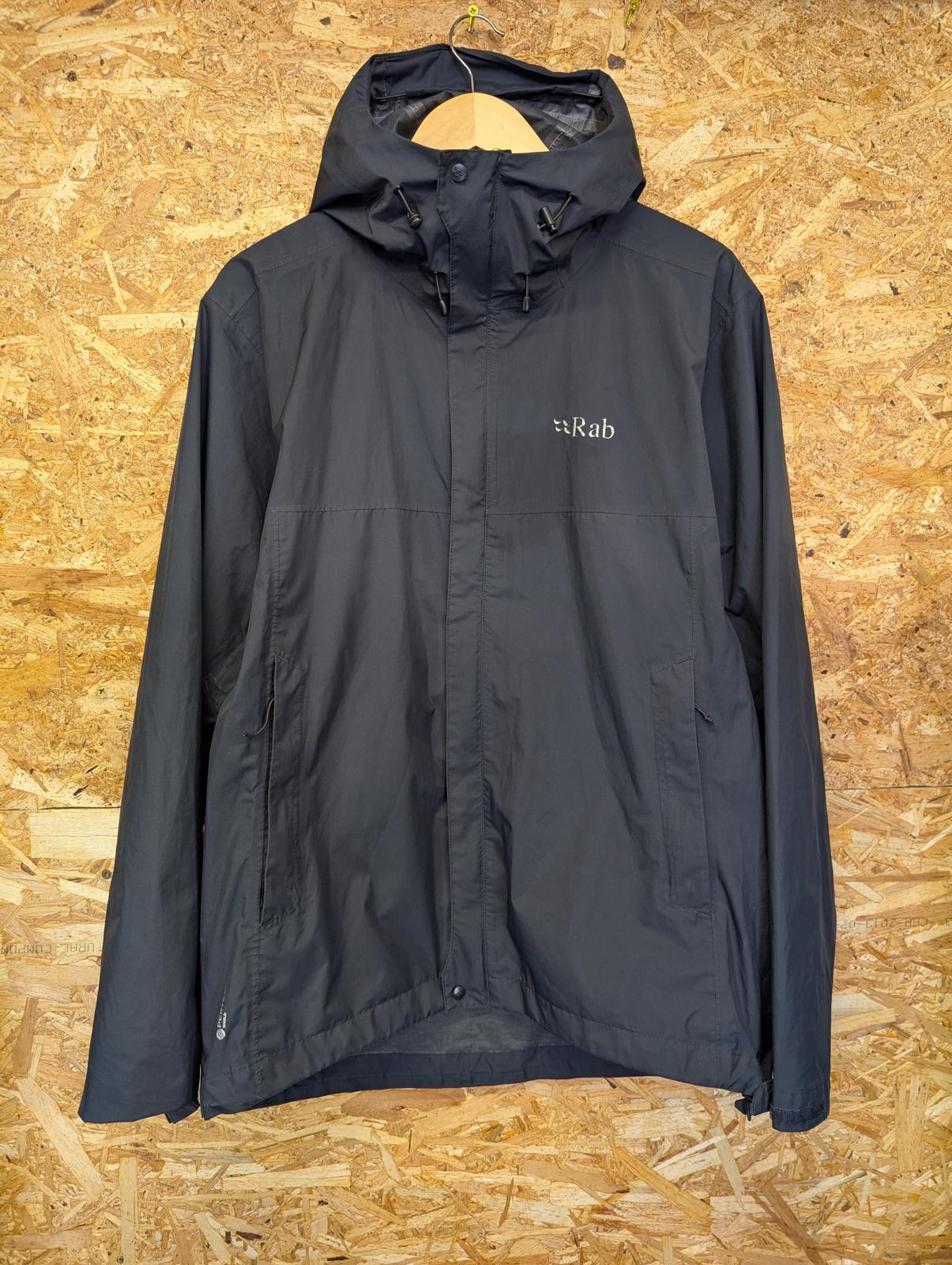 Rab Downpour Eco Jacket Large Men Lightweight Waterproof Hood Rain Shell Coat