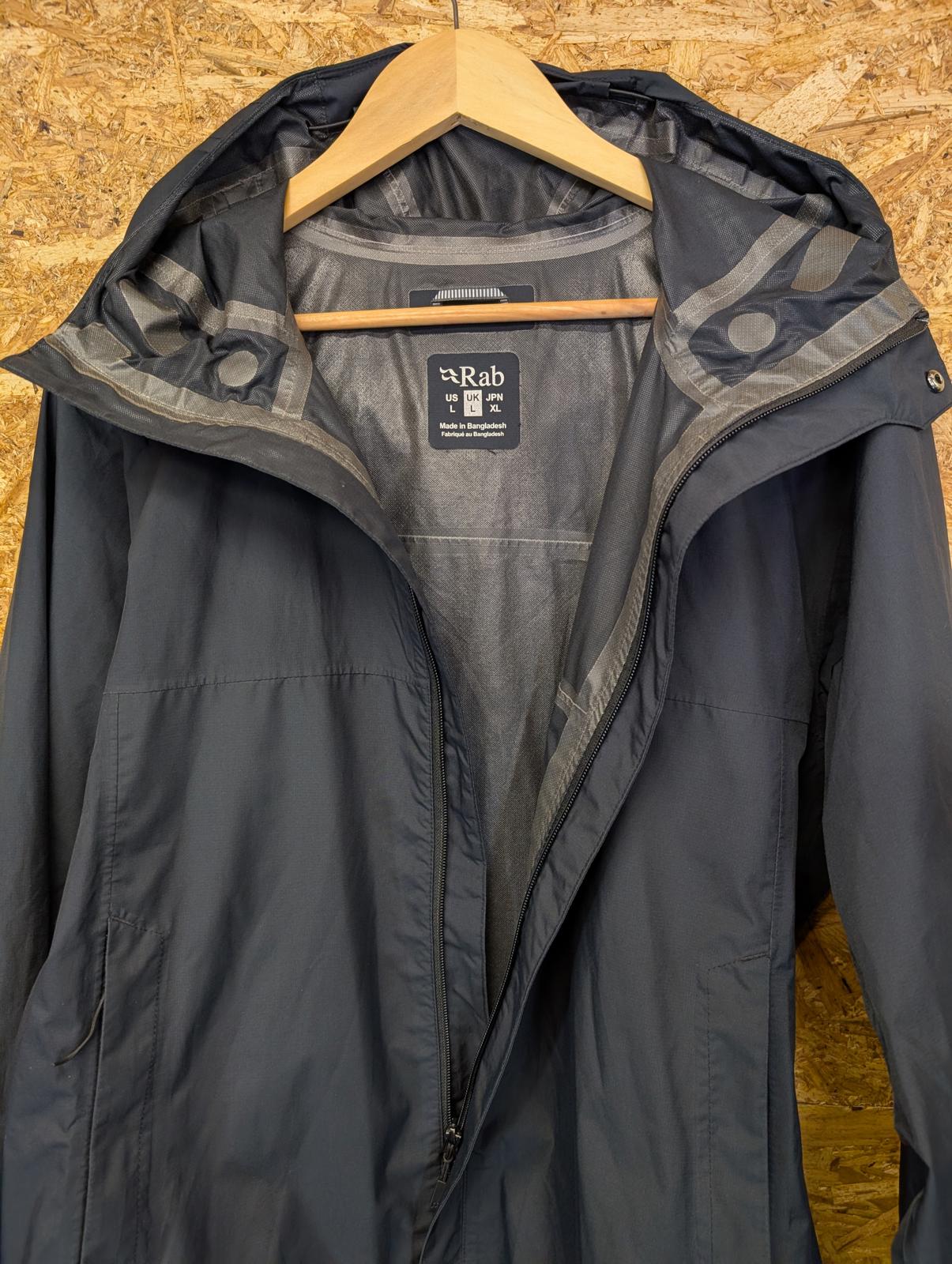 Rab Downpour Eco Jacket Large Men Lightweight Waterproof Hood Rain Shell Coat