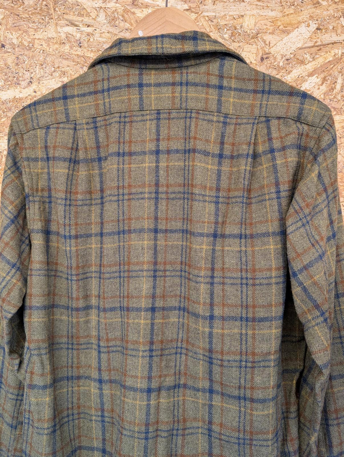 Pendleton Lodge Pocket Shirt Small Khaki Green Check USA Plaid Wool Vintage