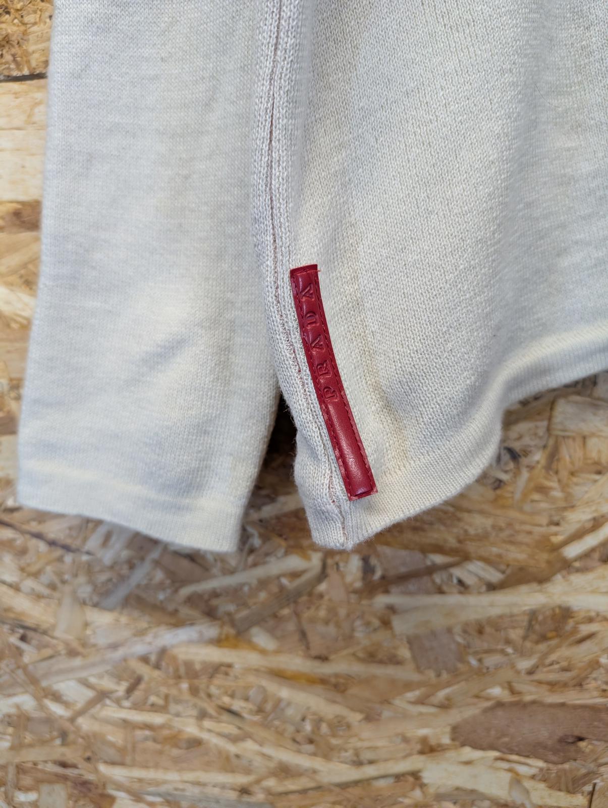 Prada Full Zip Cream Knitted Jumper Small Men Beige Mock Neck Made in Italy Y2K