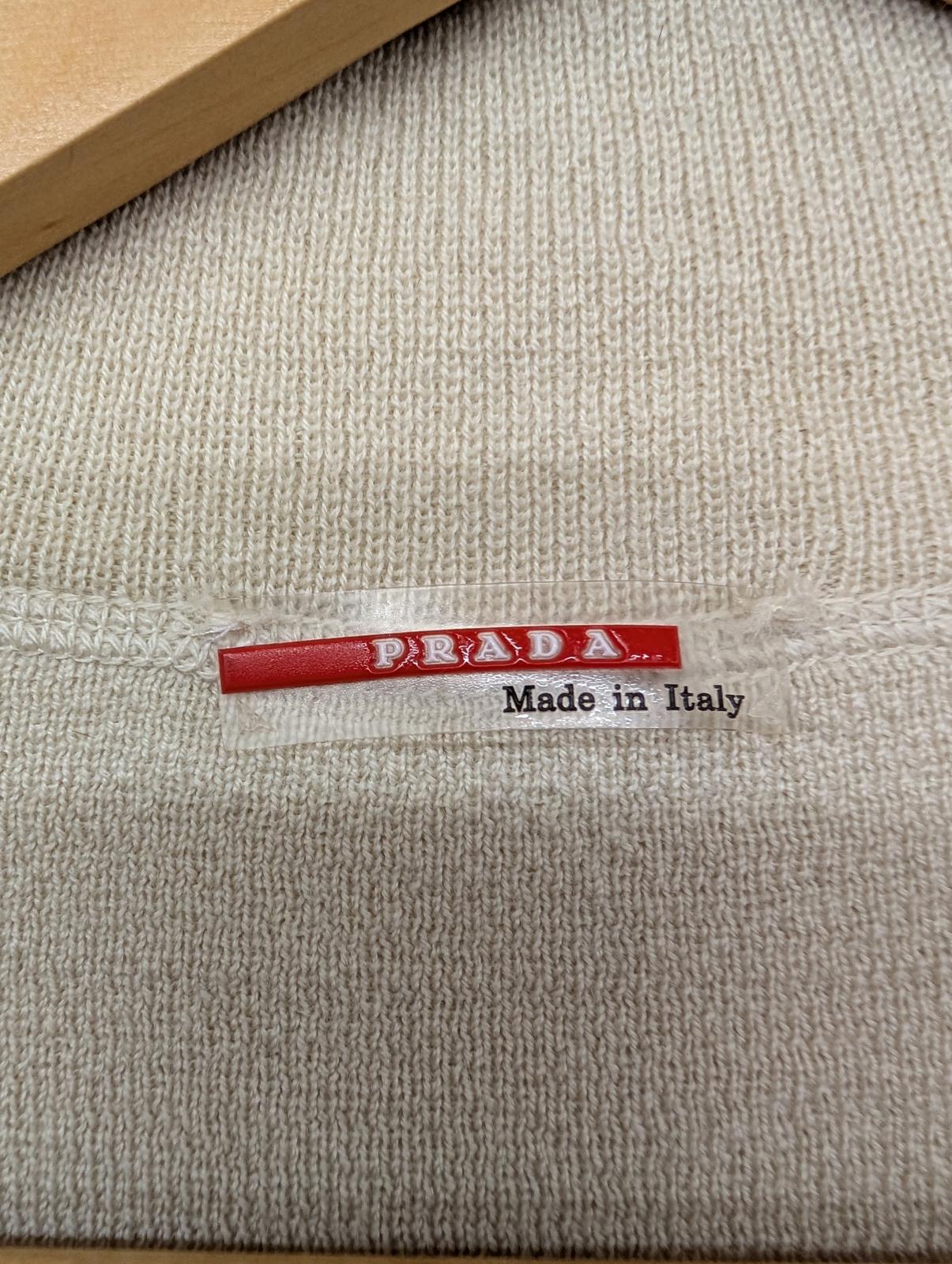 Prada Full Zip Cream Knitted Jumper Small Men Beige Mock Neck Made in Italy Y2K