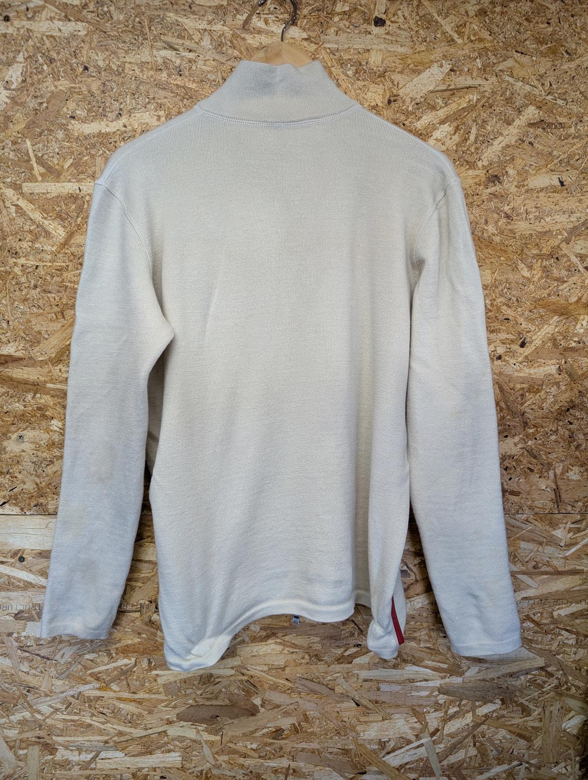 Prada Full Zip Cream Knitted Jumper Small Men Beige Mock Neck Made in Italy Y2K