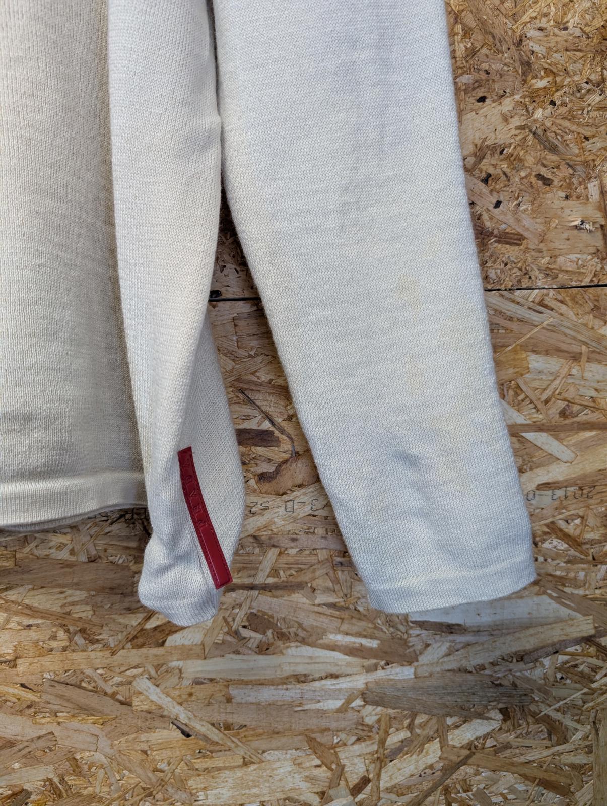 Prada Full Zip Cream Knitted Jumper Small Men Beige Mock Neck Made in Italy Y2K