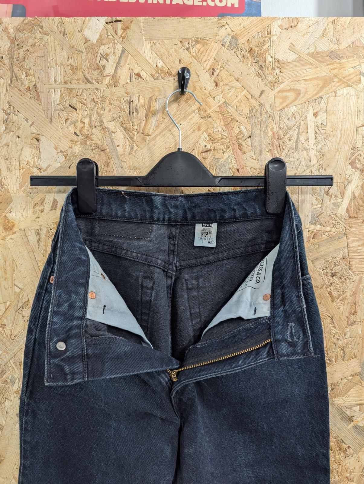 Vintage Levis 512 High Waist Jeans W28 L31 Women Navy Blue Slim Tapered Leg