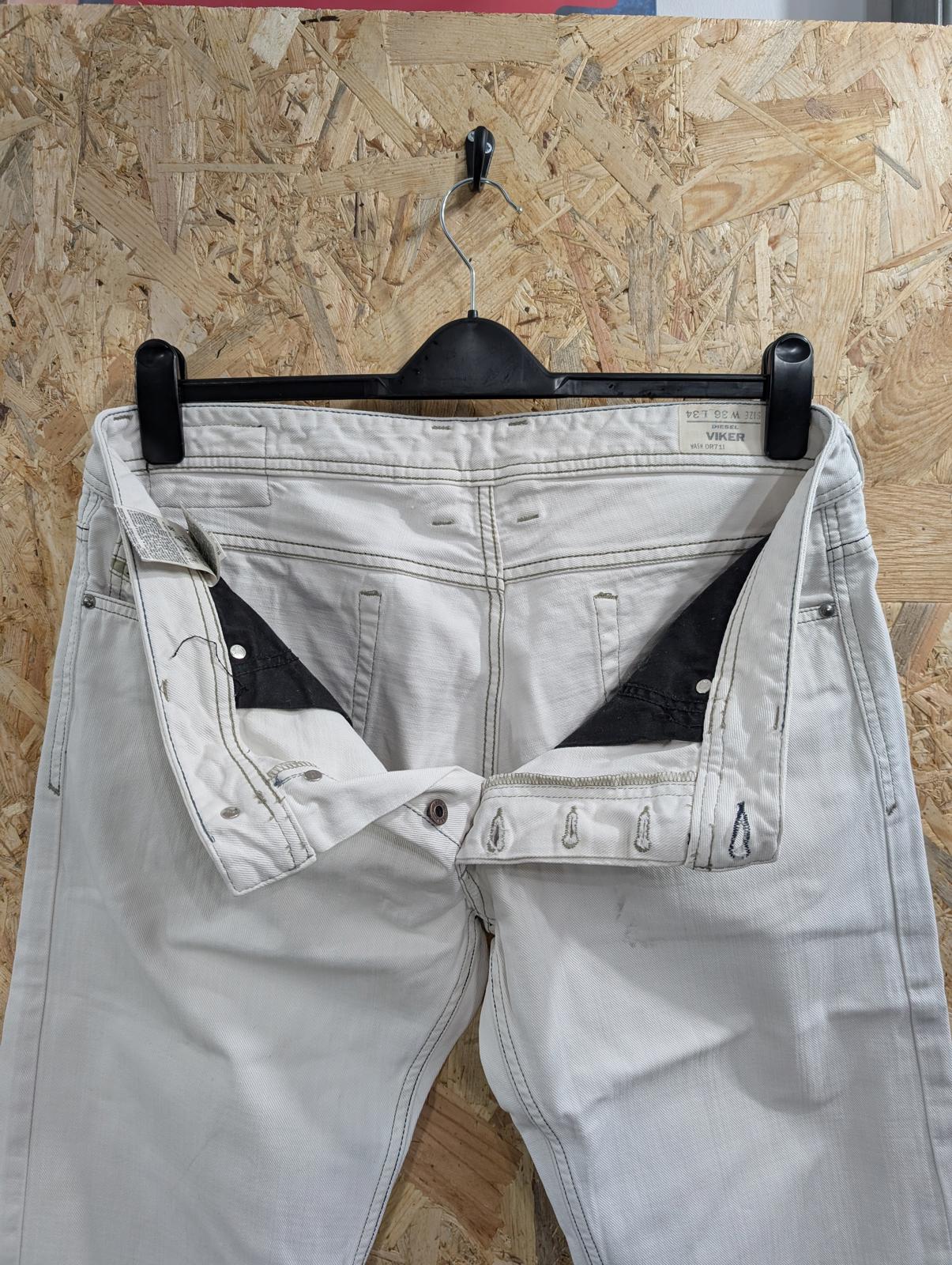 Diesel Viker Jeans W36 L34 0R71L White Denim Regular Fit Straight Leg Button Fly
