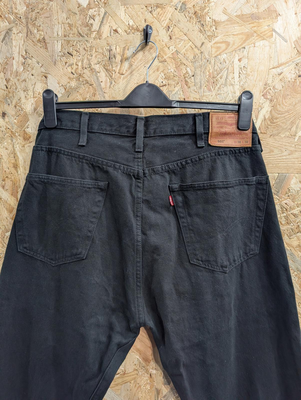 Levis 501 Black Jeans W38 L34 Men Vintage Straight Leg Button Fly Premium Big-E