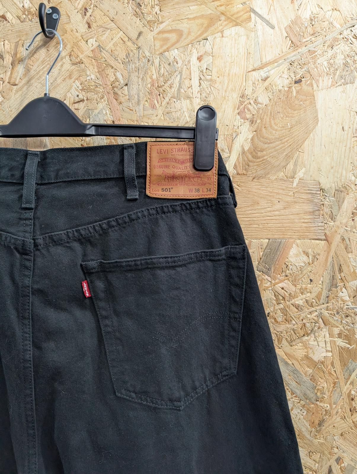 Levis 501 Black Jeans W38 L34 Men Vintage Straight Leg Button Fly Premium Big-E