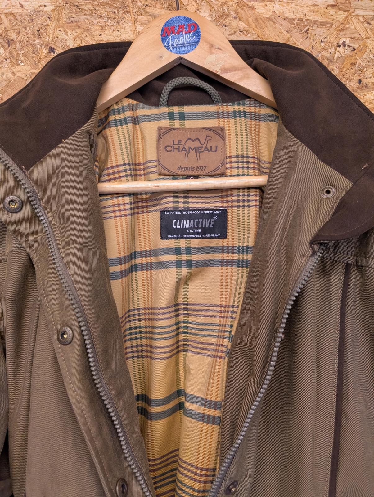 Le Chameau Belted Jacket Size 8 Small Women Lined Coat Khaki Brown Brush Cotton