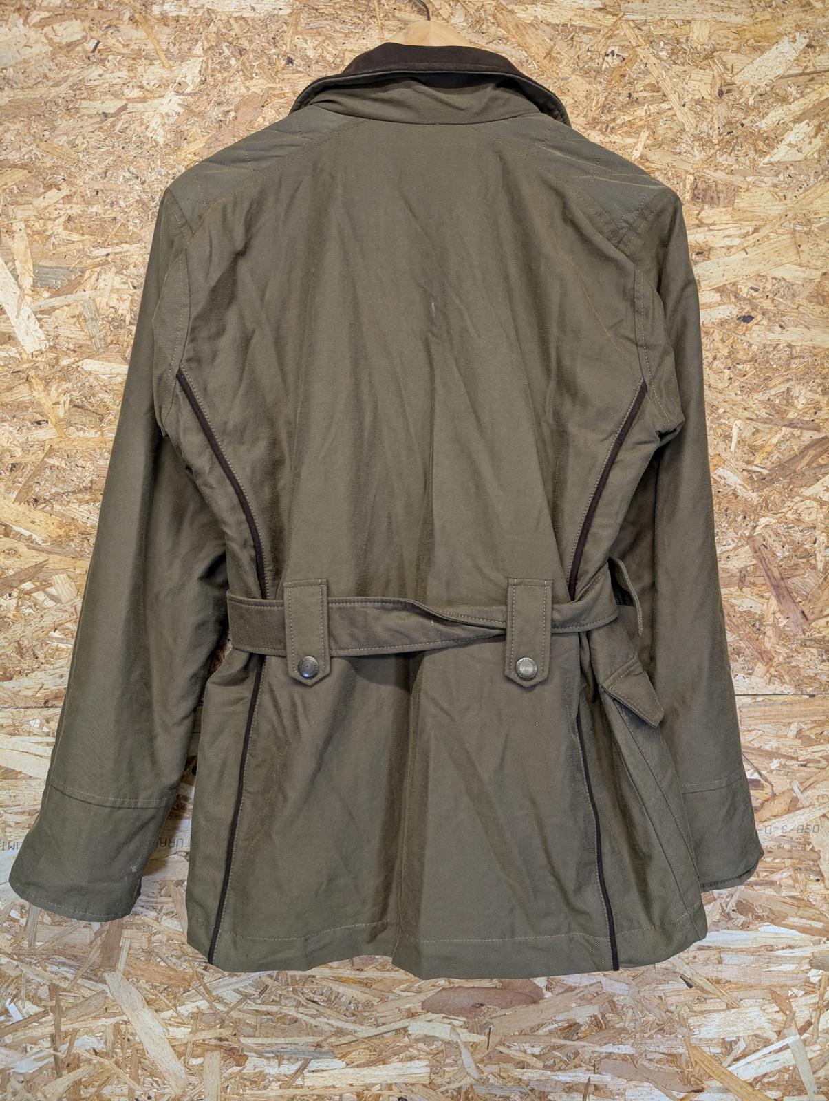 Le Chameau Belted Jacket Size 8 Small Women Lined Coat Khaki Brown Brush Cotton