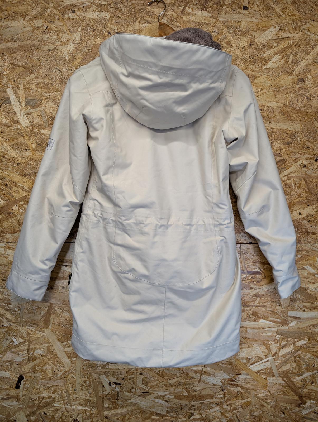 Jack Wolfskin Madison Avenue Parka Jacket 6 XS Women Cream Coat Hooded Fleece