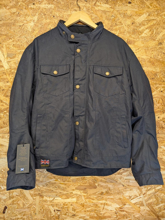 Merlin Wax Motorcycle Jacket Large Navy Blue Black Waterproof Halley Stevenson