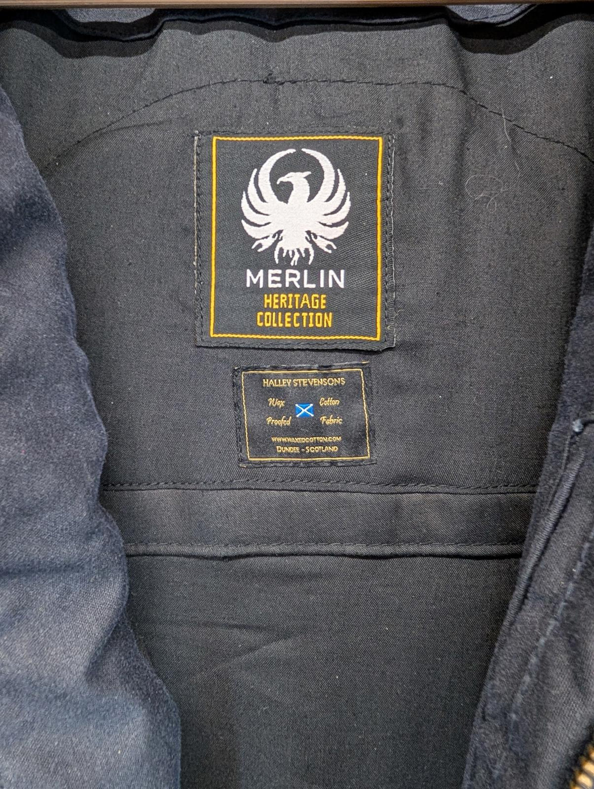 Merlin Wax Motorcycle Jacket Large Navy Blue Black Waterproof Halley Stevenson