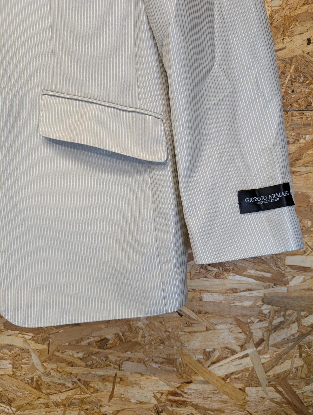 Giorgio Armani Le Collezioni Blazer Jacket Medium 40 Men Cream Beige Stripe Wool