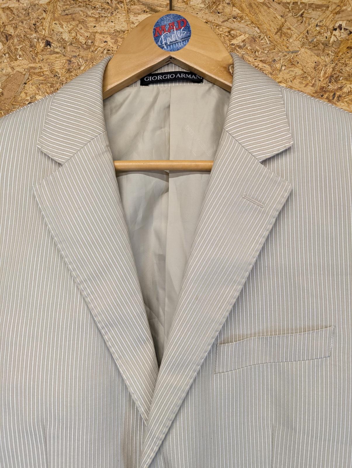 Giorgio Armani Le Collezioni Blazer Jacket Medium 40 Men Cream Beige Stripe Wool