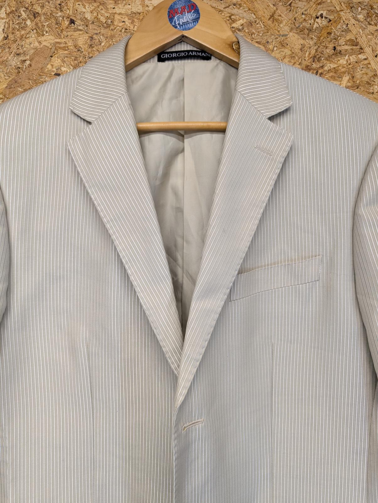 Giorgio Armani Le Collezioni Blazer Jacket Medium 40 Men Cream Beige Stripe Wool