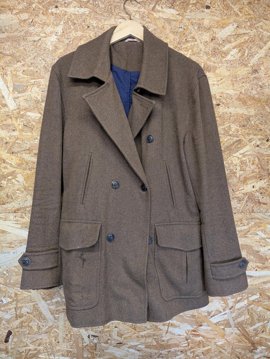 Oliver Spencer Double Breasted Brown Jacket Men Medium 40 Tweed Wool Made in UK