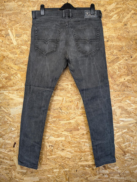 Diesel Tepphar Jeans W34 L32 Men Grey Black Stretch Denim Slim Carrot Button Fly
