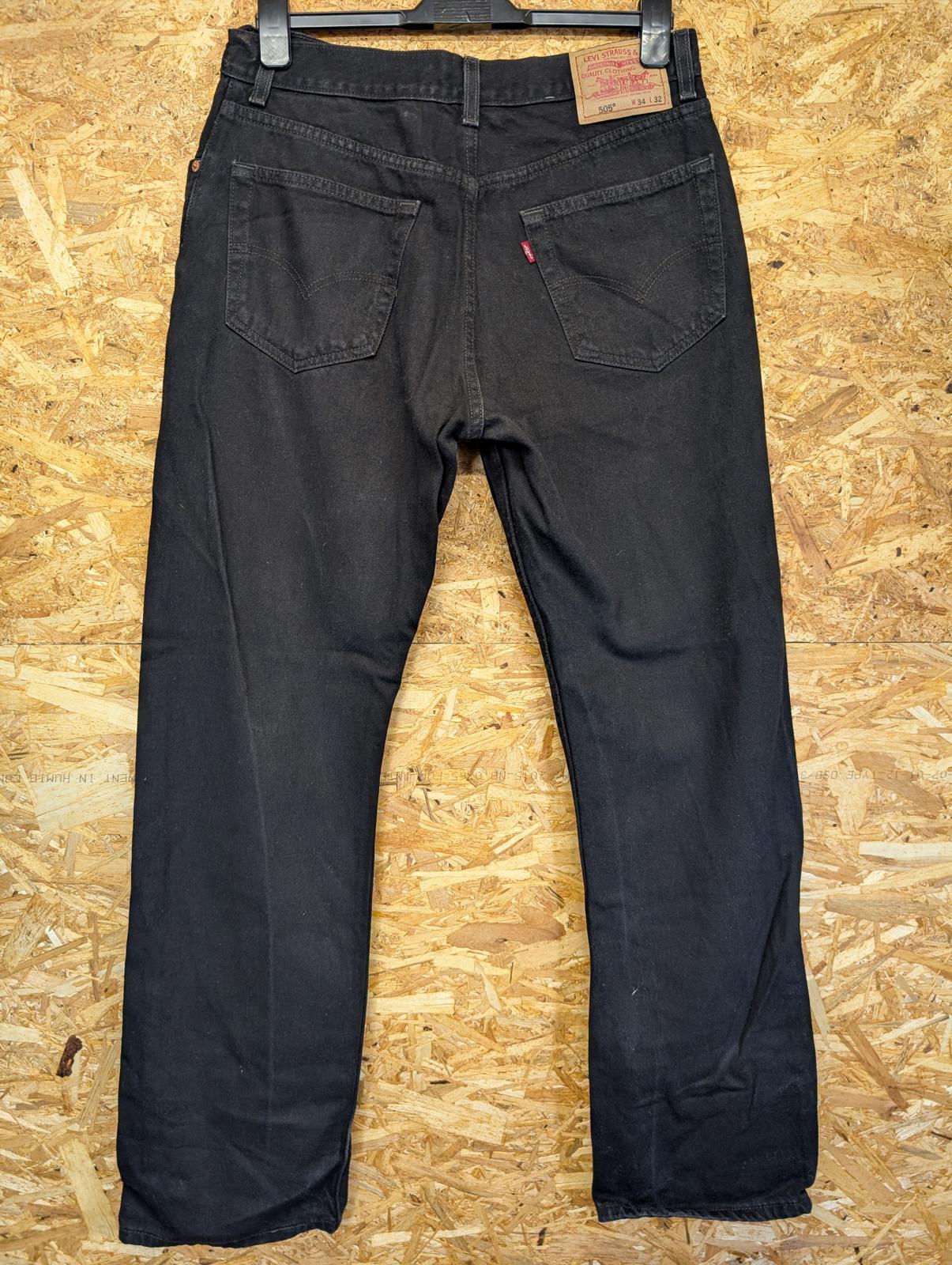 Levis 505 Jeans W34 L32 Men Straight Leg Regular Fit Black Zip Red Tab Vintage