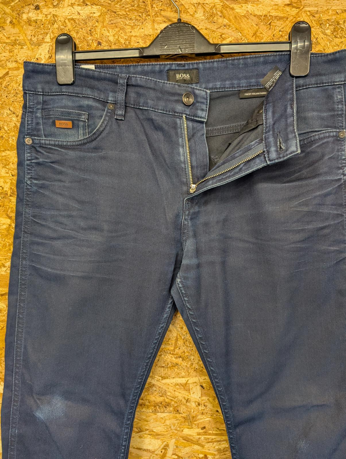 Hugo Boss Jeans W34 L30 Men Slim Fit Navy Blue Stretch Italian Denim Zip Fly