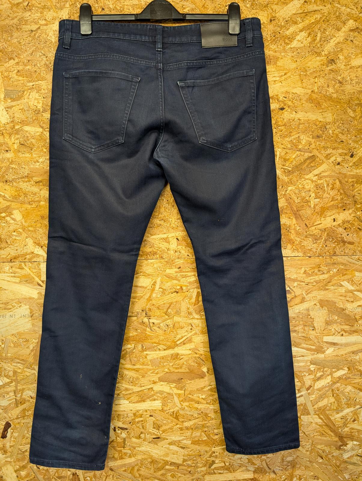 Hugo Boss Jeans W34 L30 Men Slim Fit Navy Blue Stretch Italian Denim Zip Fly