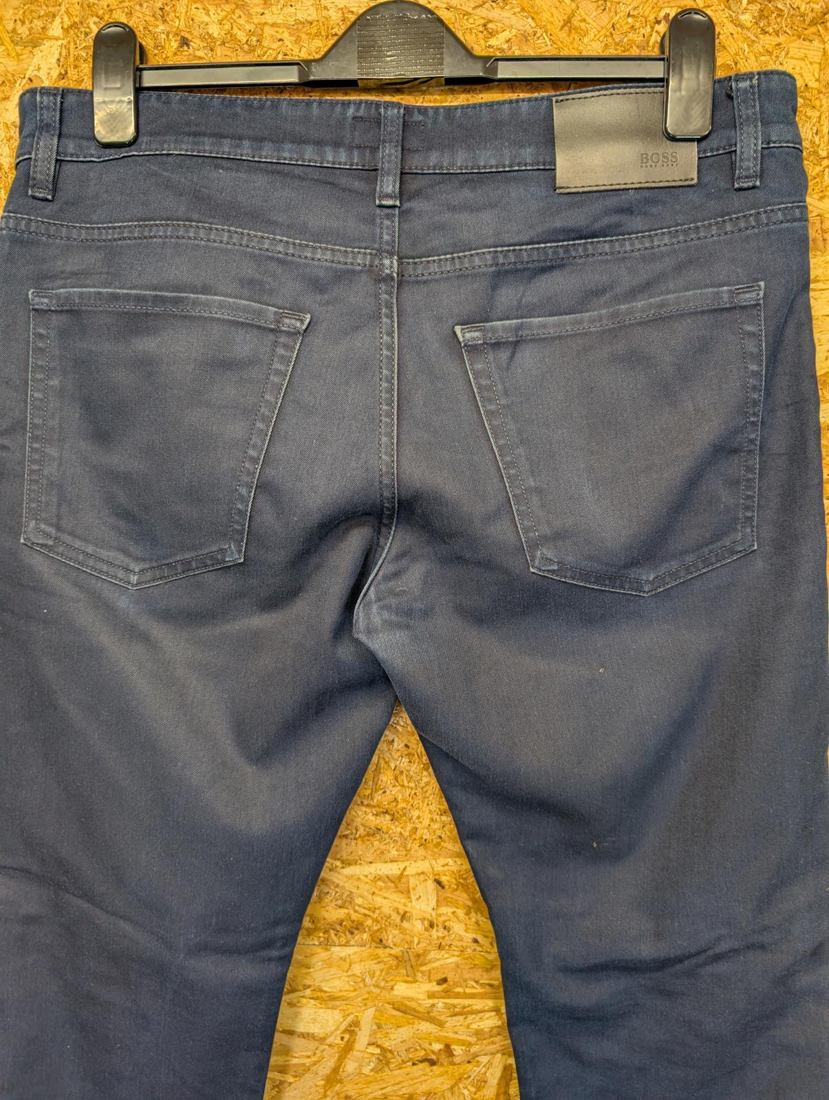 Hugo Boss Jeans W34 L30 Men Slim Fit Navy Blue Stretch Italian Denim Zip Fly