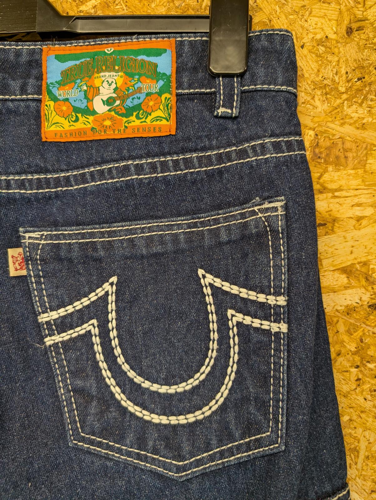 Vintage True Religion Jeans W34 L28 Men Baggy Navy Blue Carpenter Y2K USA 90s