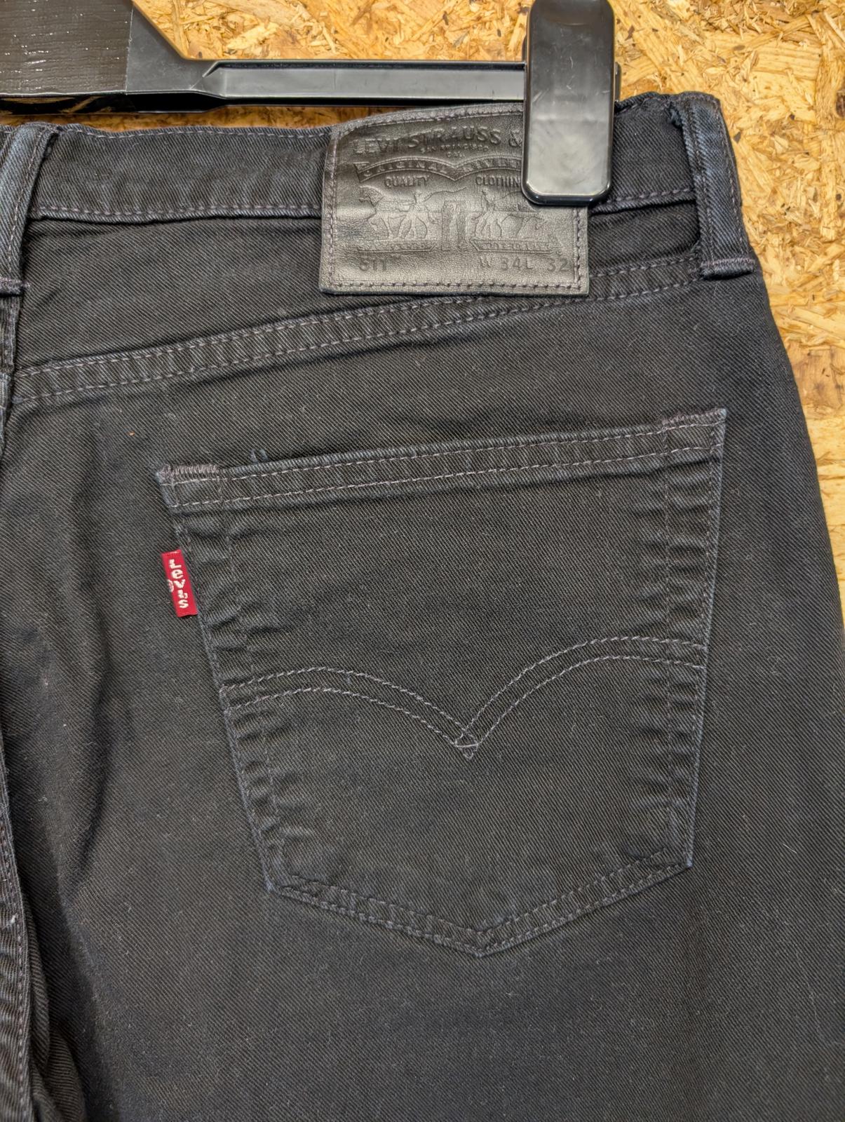 Levis 511 Slim Black Jeans W34 L32 Men Straight Stretch Big E Red Tab Premium