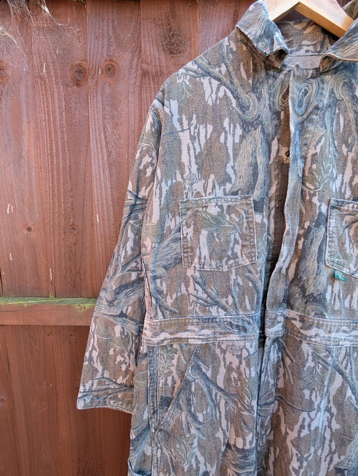 Mossy Oak Camo Overalls Medium W34 Jumpsuit Khaki Green Brushed Cotton Heavy