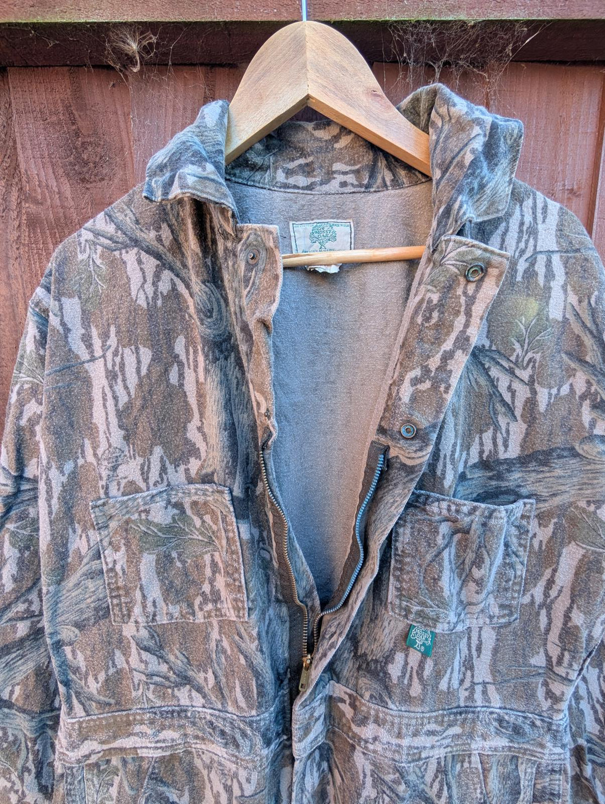 Mossy Oak Camo Overalls Medium W34 Jumpsuit Khaki Green Brushed Cotton Heavy