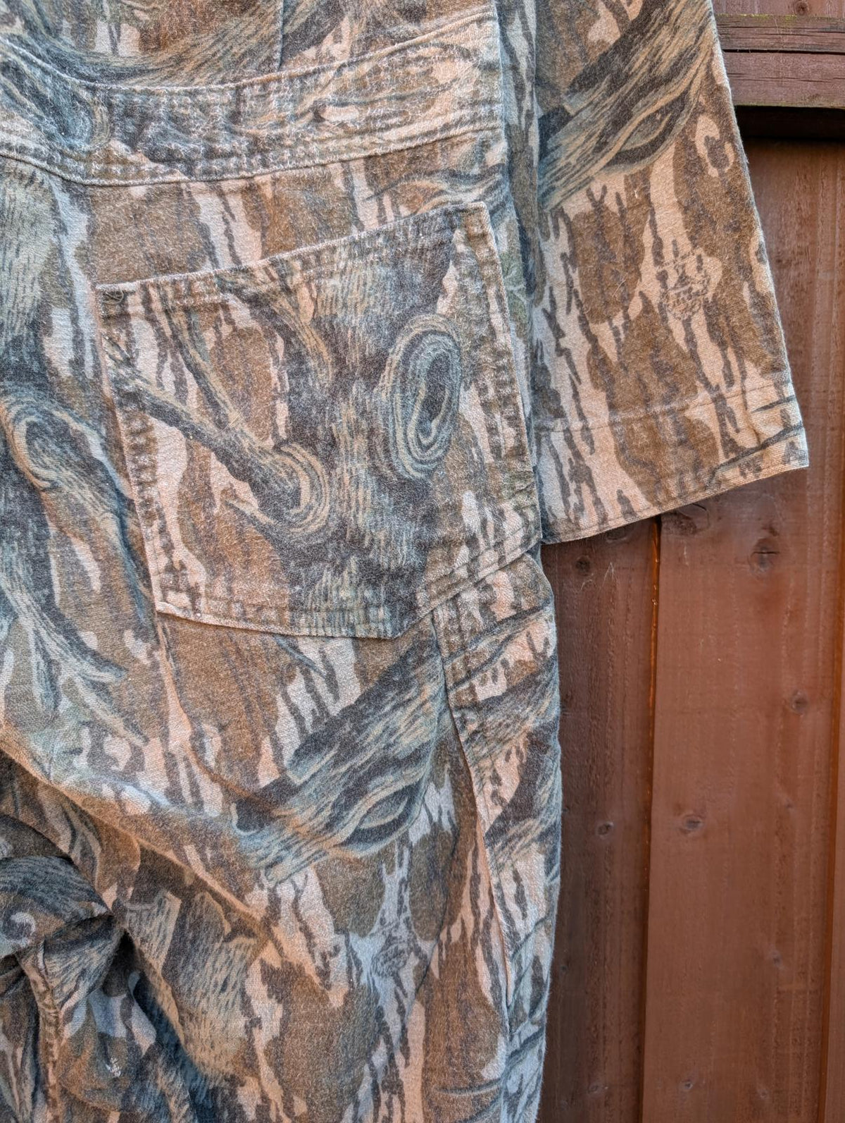 Mossy Oak Camo Overalls Medium W34 Jumpsuit Khaki Green Brushed Cotton Heavy